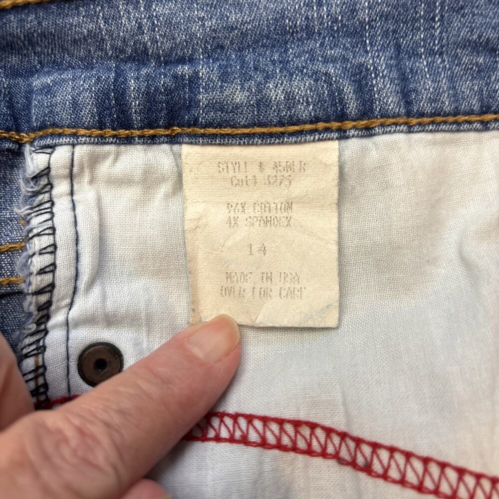 NYDJ Women's Blue Jeans Size 14 With Crystals On Front Pockets And Legs. - Picture 8 of 14